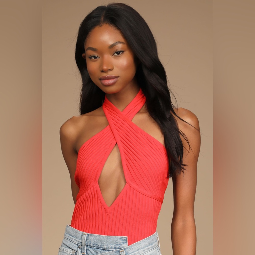 Lulus criss-cross halter bodysuit